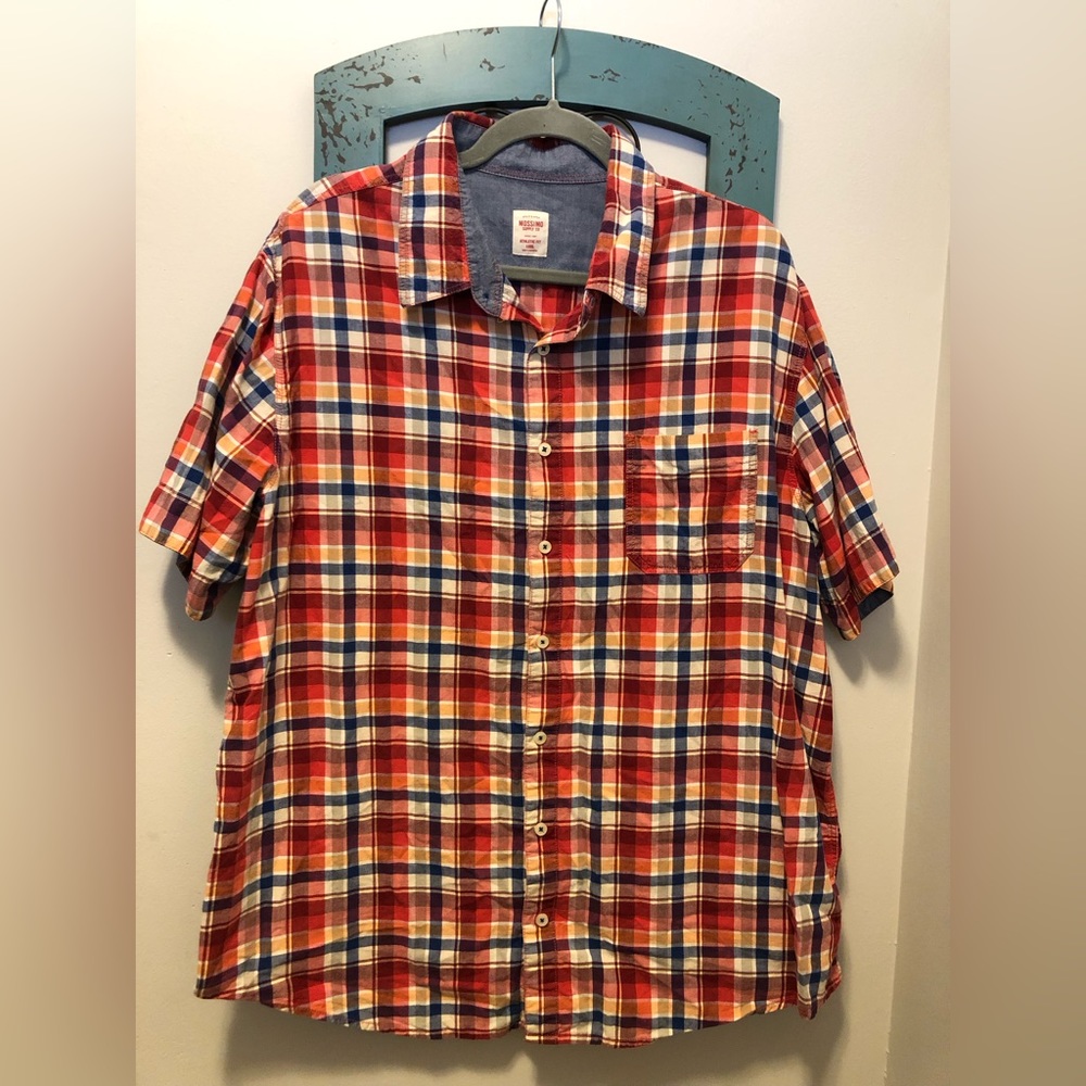 Mossimo Supply Athletic Fit Short Sleeve plaid button down shirt Size xxl